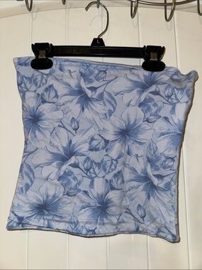 Light Blue Floral Tube Top - Hollister Women's Strapless Summer Top Size S